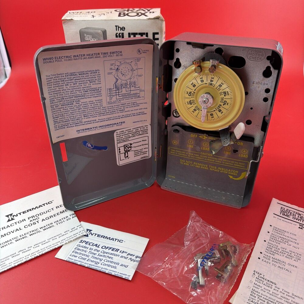 Intermatic WH40 Water Heater Timer The Little Gray Box NEW Old Stock Open